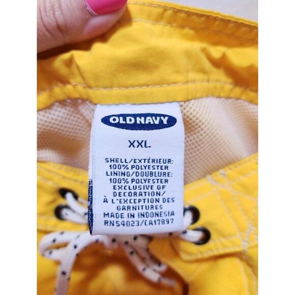 Old Navy Mens XXL Yellow & Green Swim Trunks Summer Boardshorts Vacation Resort - Picture 7 of 15